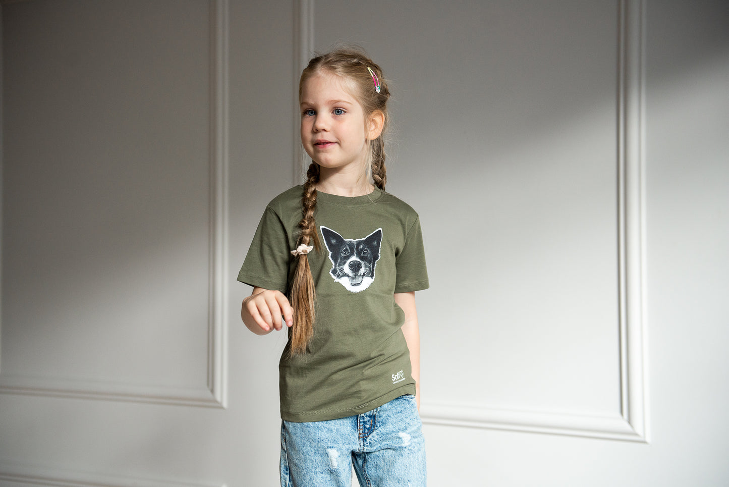 Unisex Sofi dark green T-shirt for children