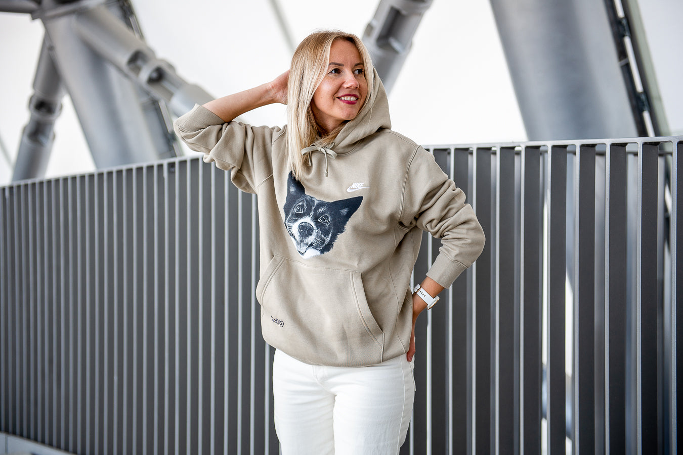 Unisex Sofi beige hooded sweater